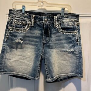Miss Me Faded Blue Denim Shorts